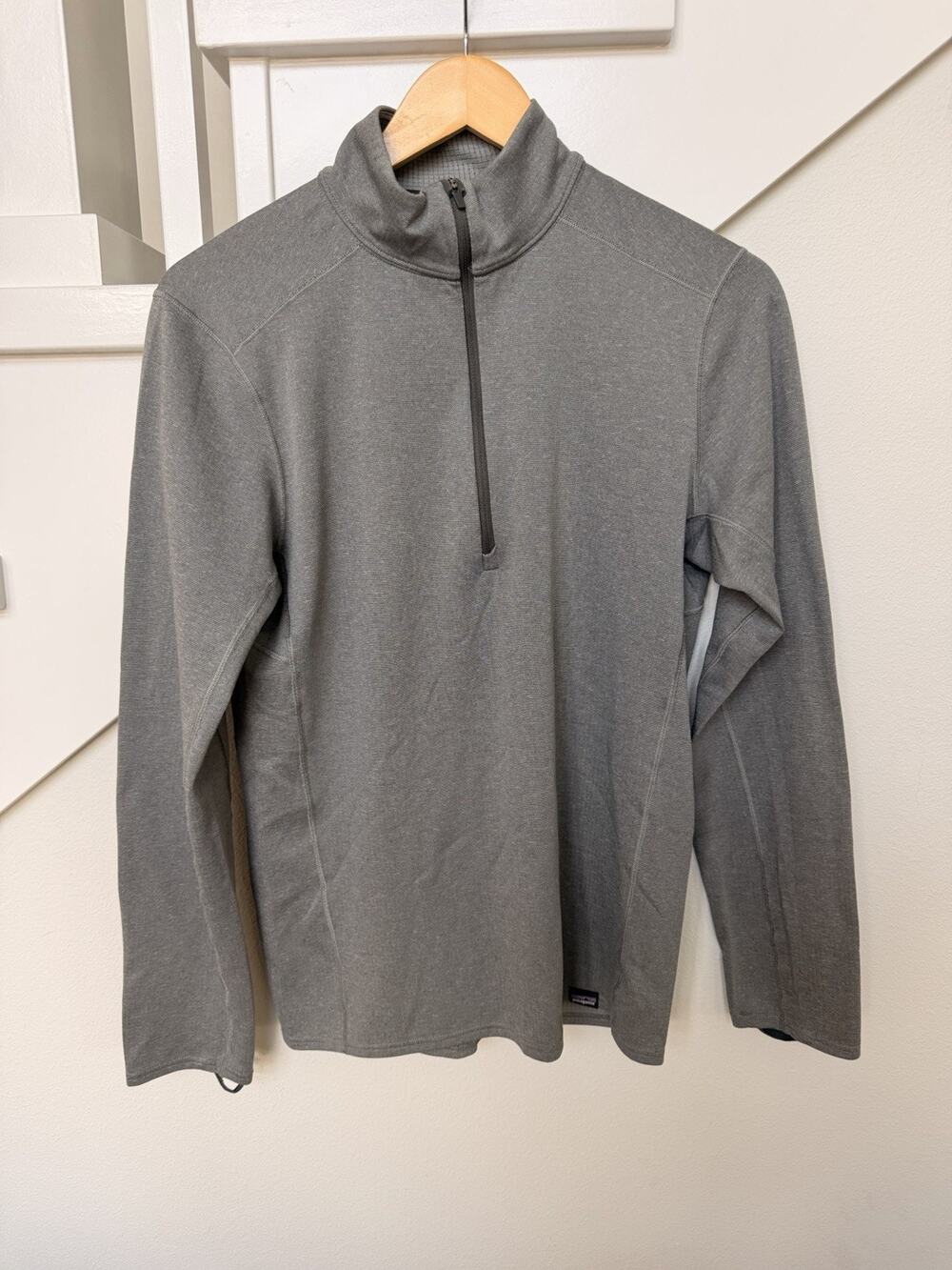 Patagonia Pullover Shirt Mens Small Grey Capilene Baselayer 1/4 Zip Midweight